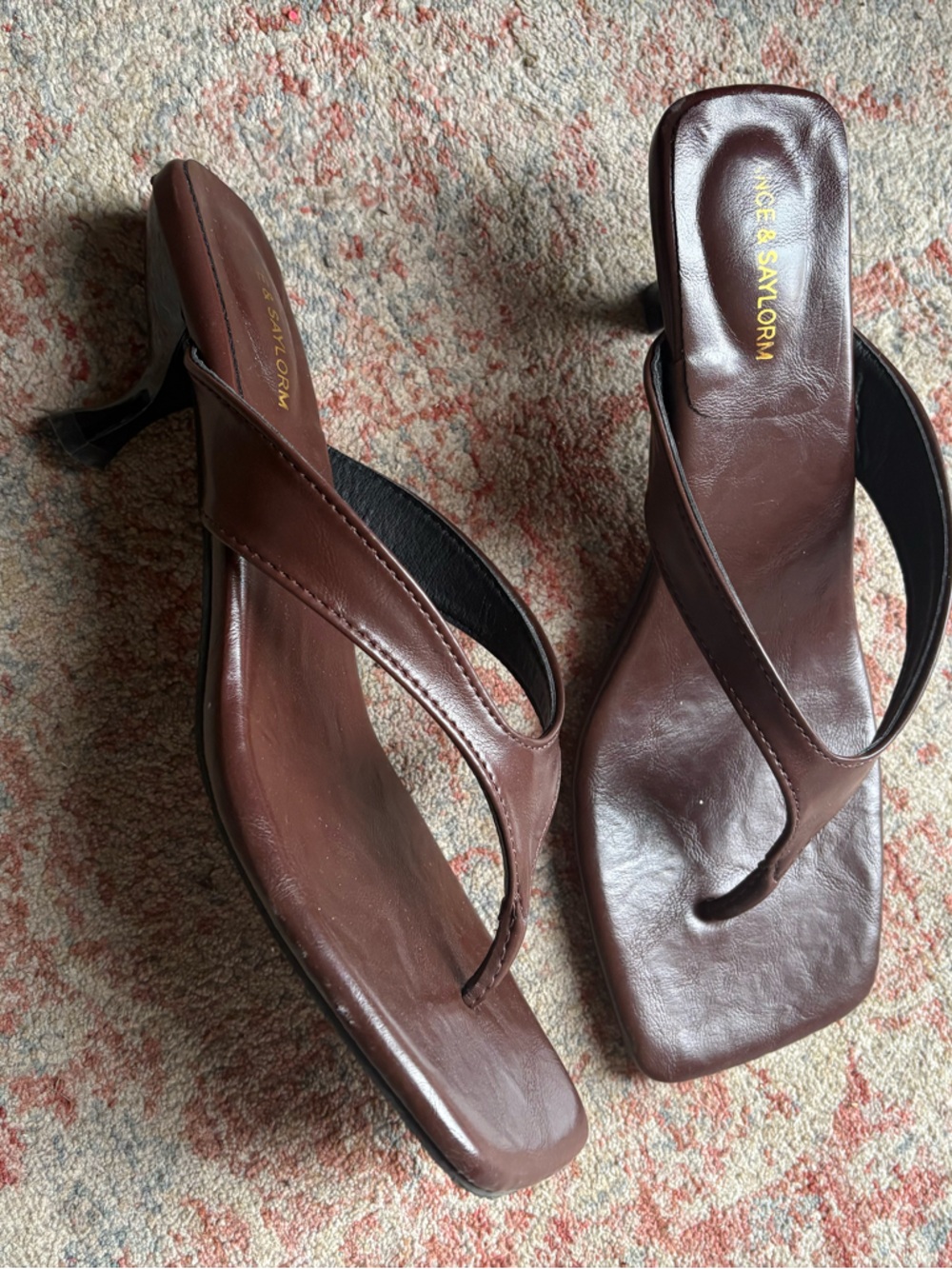 Brown Thong Heel Sandals